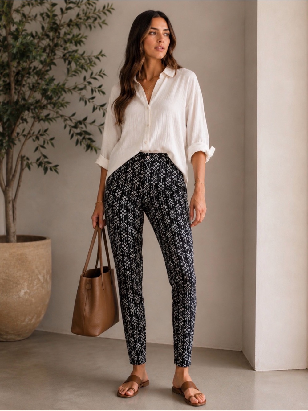 Anthropologie Pilcro Serif Sateen Skinny Ankle Zip Pants Geometric Print 30